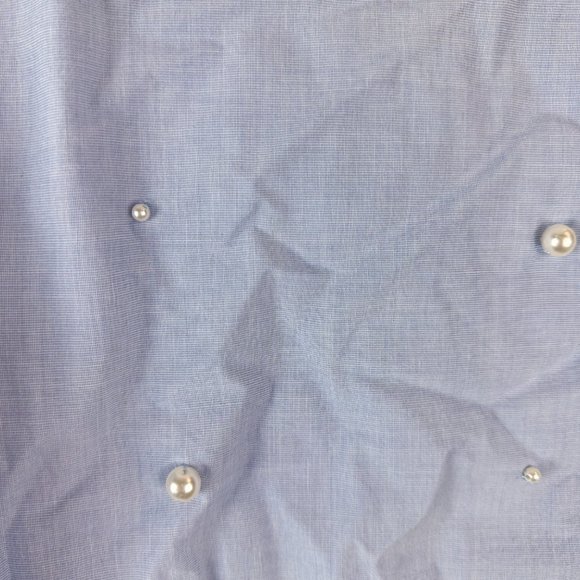 LOFT Blouse Blue bell sleeve size XS Pearl detail - Picture 5 of 5